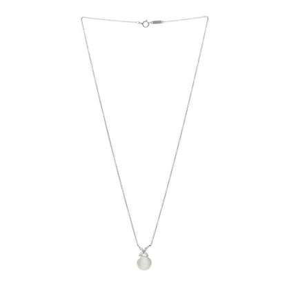 Tiffany Platinum Pearl Diamond 10-11mm Victoria Pendant Necklace 3 of 5