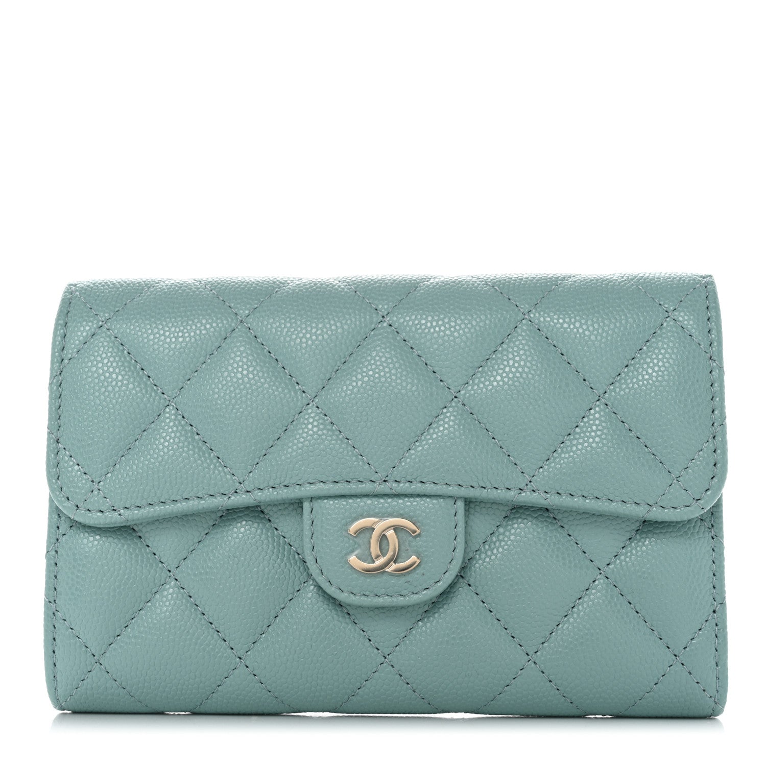 Chanel Caviar Quilted Medium Flap Wallet Light Blue 1 of 11