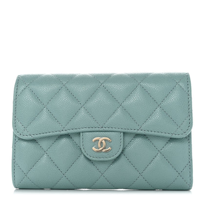 Chanel Caviar Quilted Medium Flap Wallet Light Blue 1 of 11