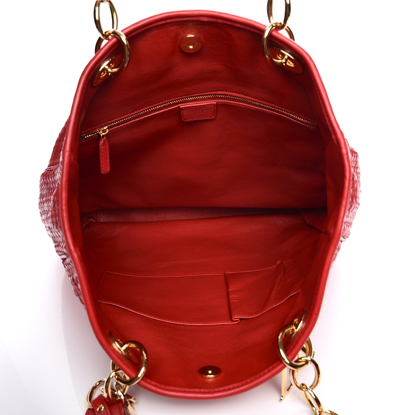 Lambskin Woven Large Dior Soft Tote Rouge Moyen