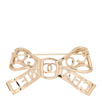 Chanel Metal Crystal Bow-tiful CC Brooch Gold 3 of 4