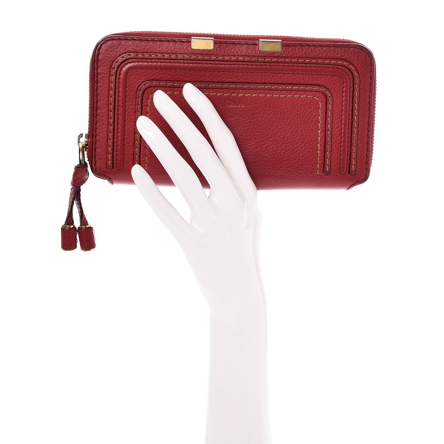 Chloe Grained Calfskin Marcie Long Zip Around Wallet Red 2 of 10