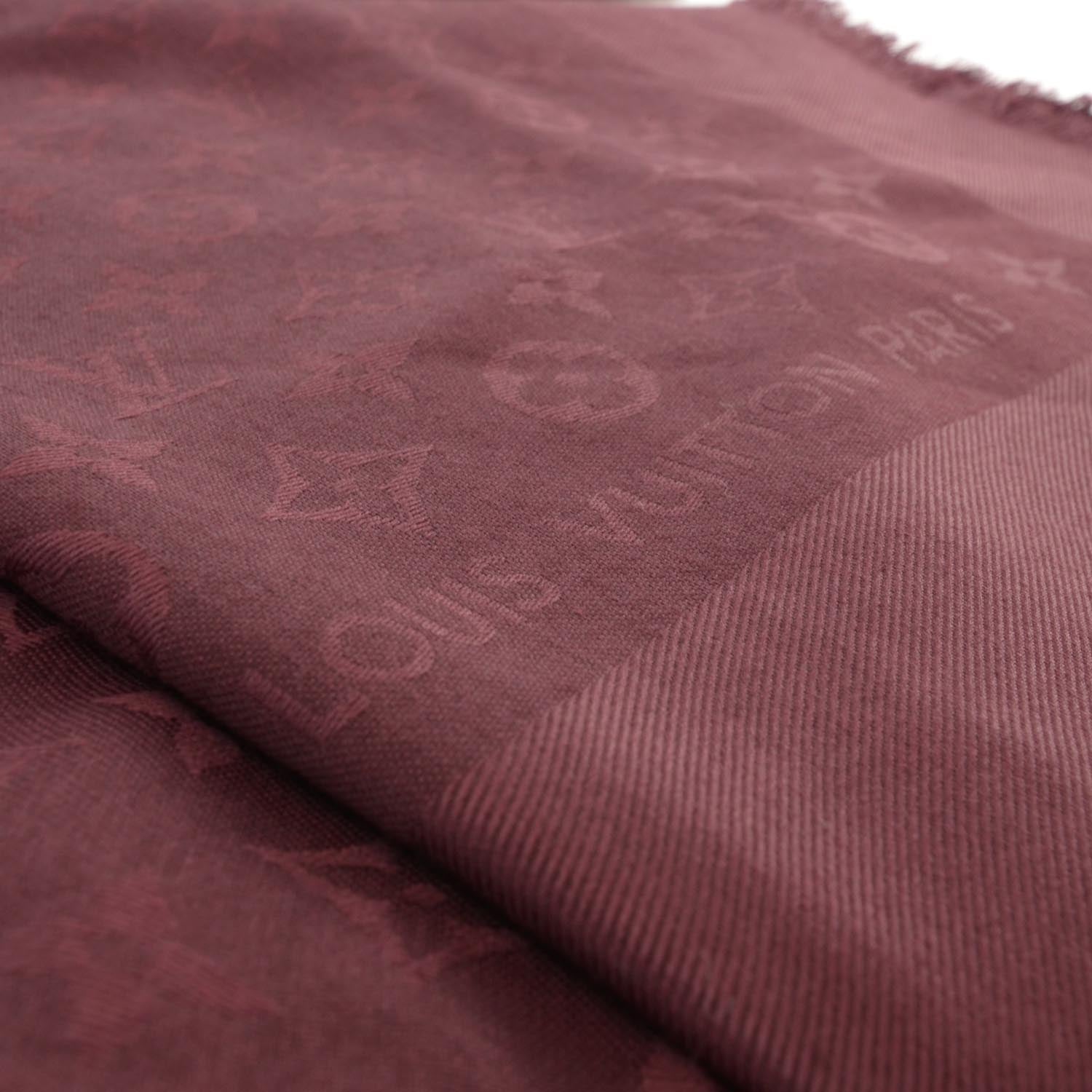 Louis Vuitton Silk Wool Monogram Shawl Bordeaux 4 of 5