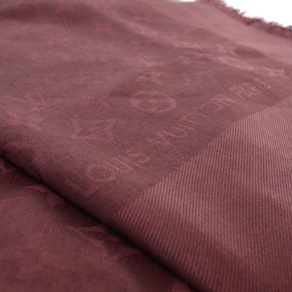 Louis Vuitton Silk Wool Monogram Shawl Bordeaux 4 of 5