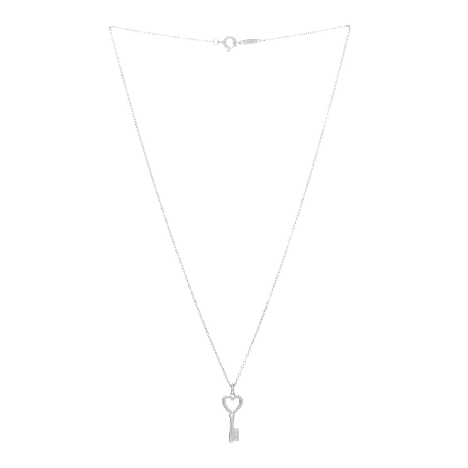 Tiffany Sterling Silver Mini Heart Key Pendant Necklace 2 of 3