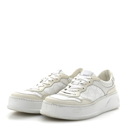 Gucci Calfskin GG Supreme Monogram Perforated Womens Platform 55mm Sneakers 37 Mystic White 4 of 8