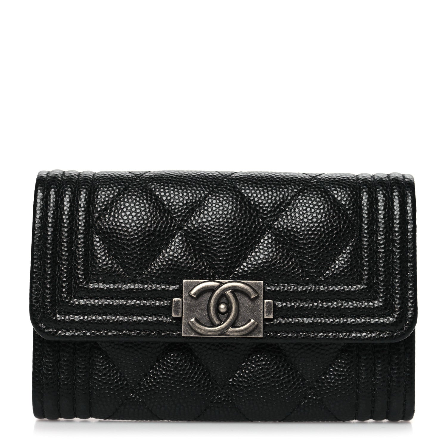Chanel Caviar Quilted Boy Flap Card Holder Black 1 of 12