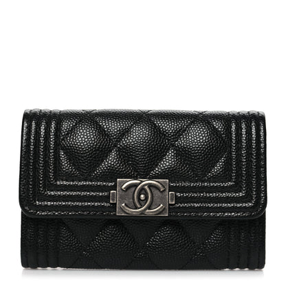 Chanel Caviar Quilted Boy Flap Card Holder Black 1 of 12