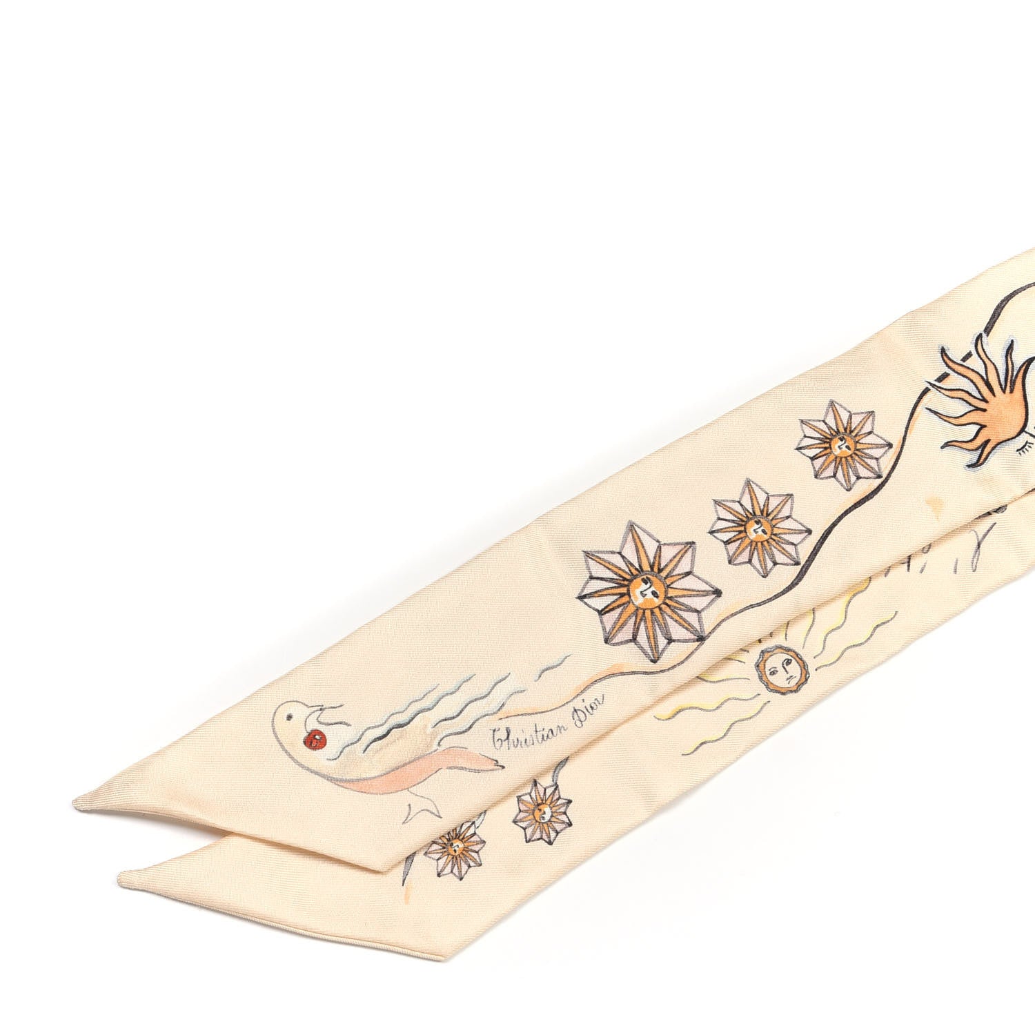 Christian Dior Silk Mitzah Scarf Beige 2 of 3