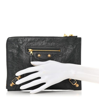 Balenciaga Agneau Giant 12 Gold Hardware Pouch Clutch Gris Fossile 2 of 7
