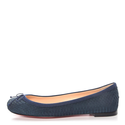 Christian Louboutin Watersnake Nubuck Rosella Flats 36 Navy Blue 1 of 8