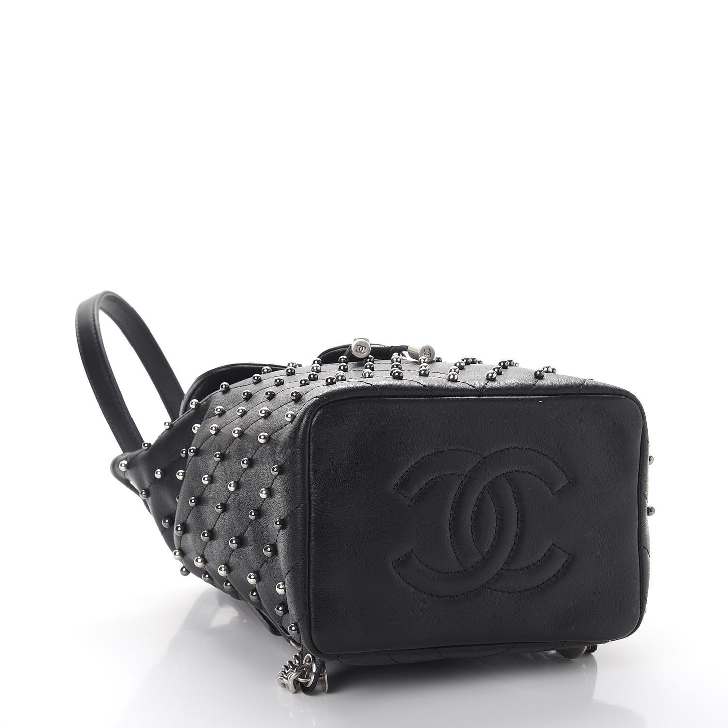 Lambskin Chevron Quilted Studded Stud Wars Backpack Black
