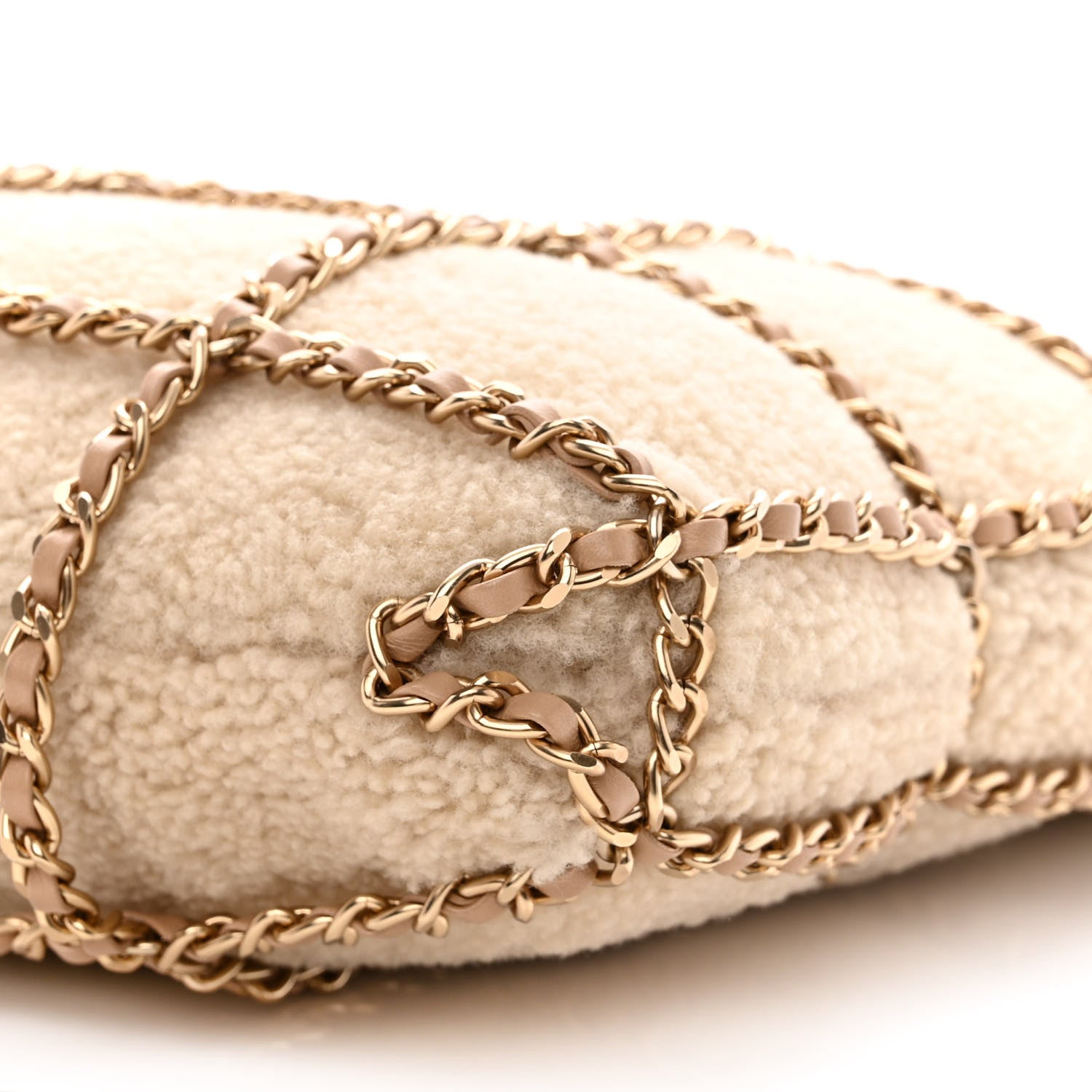 Chanel Shearling Small Shopping Chain Bag Beige 10 of 10