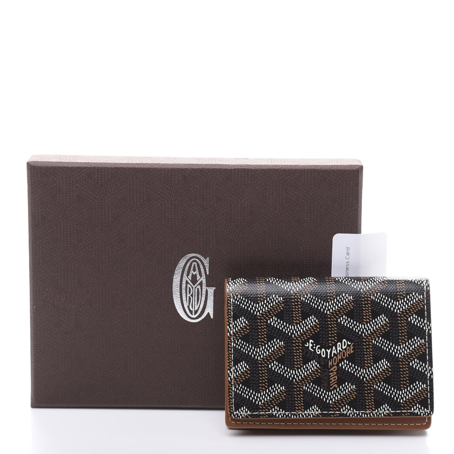 Goyardine Business Card Holder Black Gold