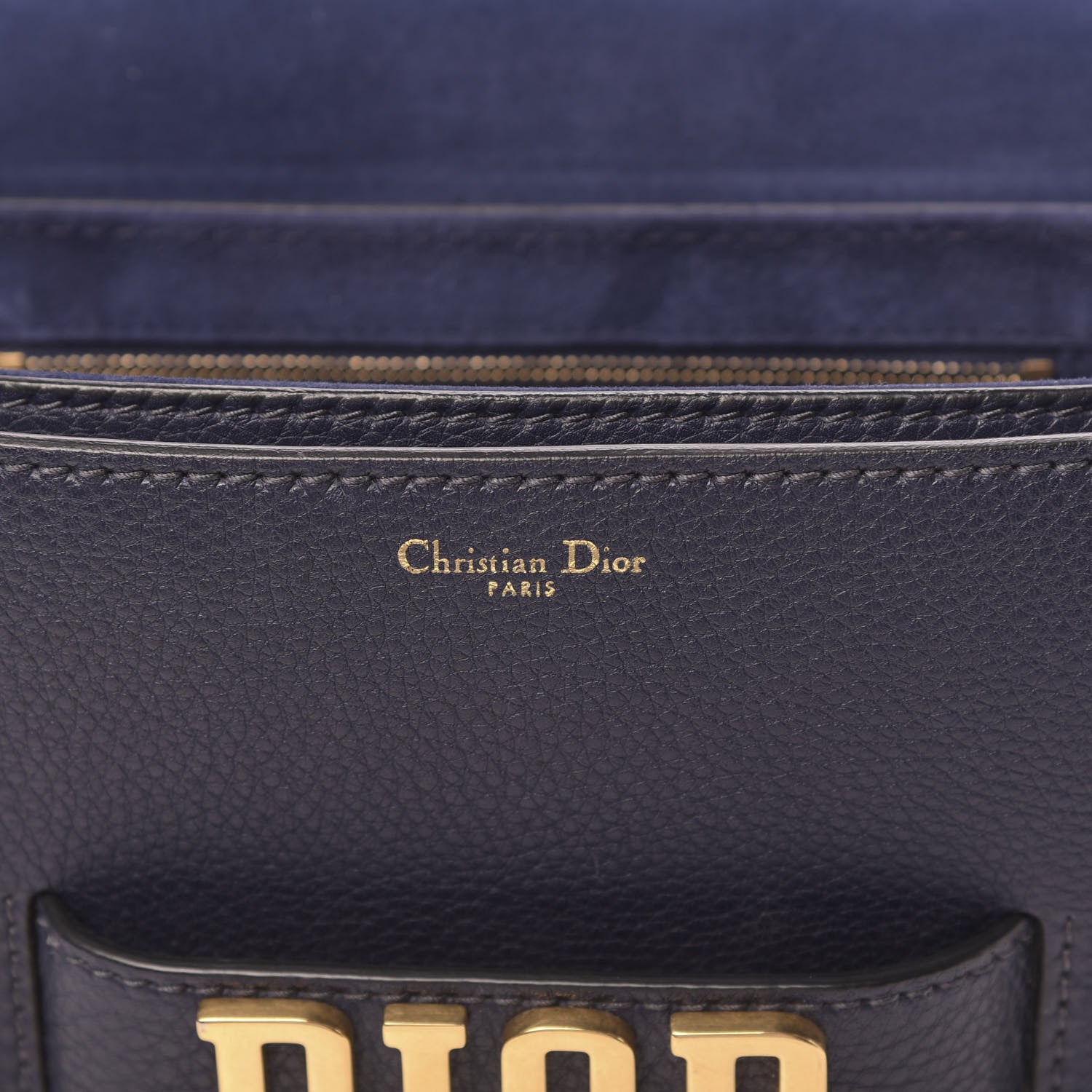 Christian Dior Grained Calfskin Dio(r)evolution Flap Bag Navy Blue 6 of 10