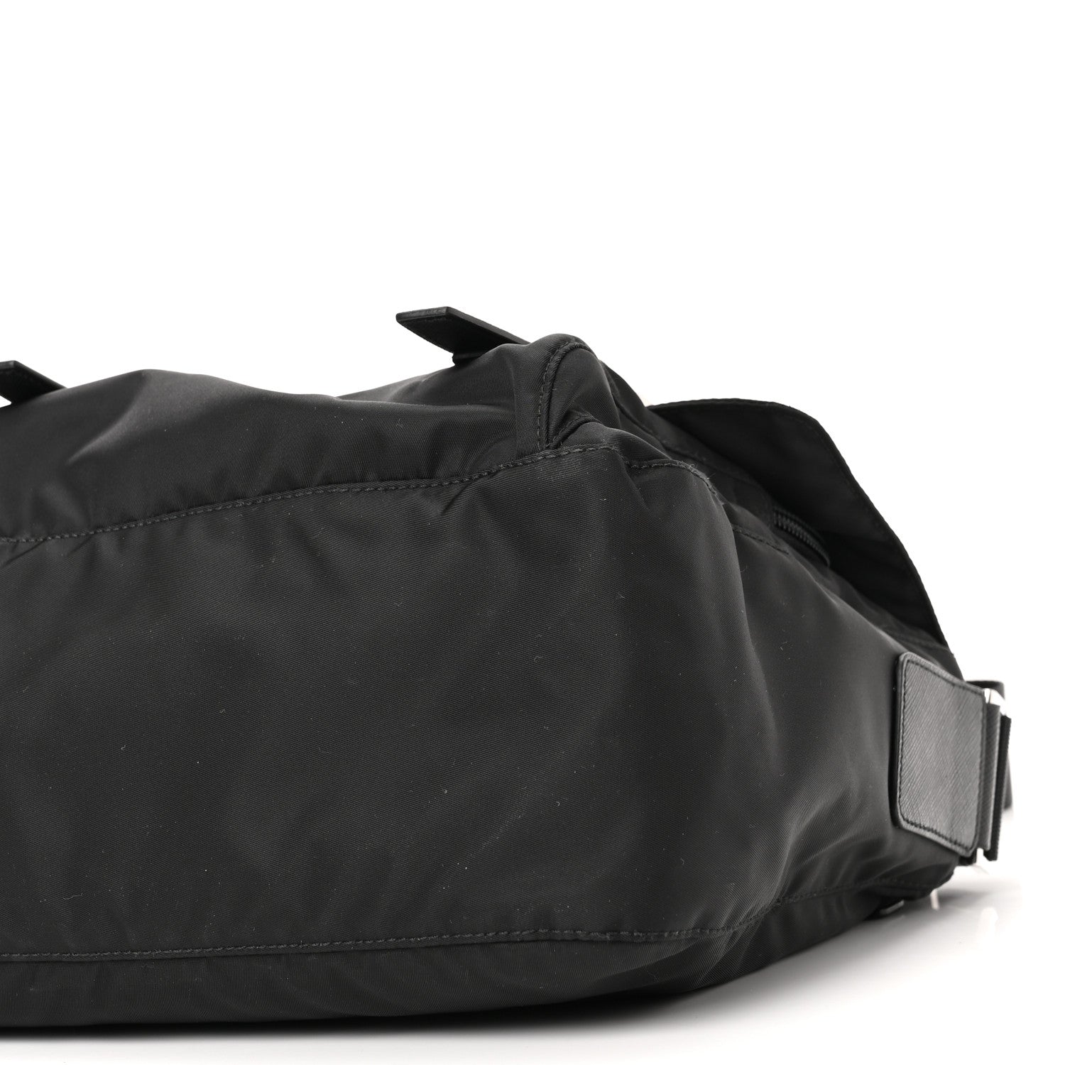 Prada Re-Nylon Vela Saffiano Pocket Double Buckle Messenger Shoulder Bag Black 8 of 8