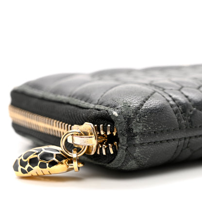 Bulgari Calfskin Quilted Serpenti Zip Around Wallet Black 7 of 10