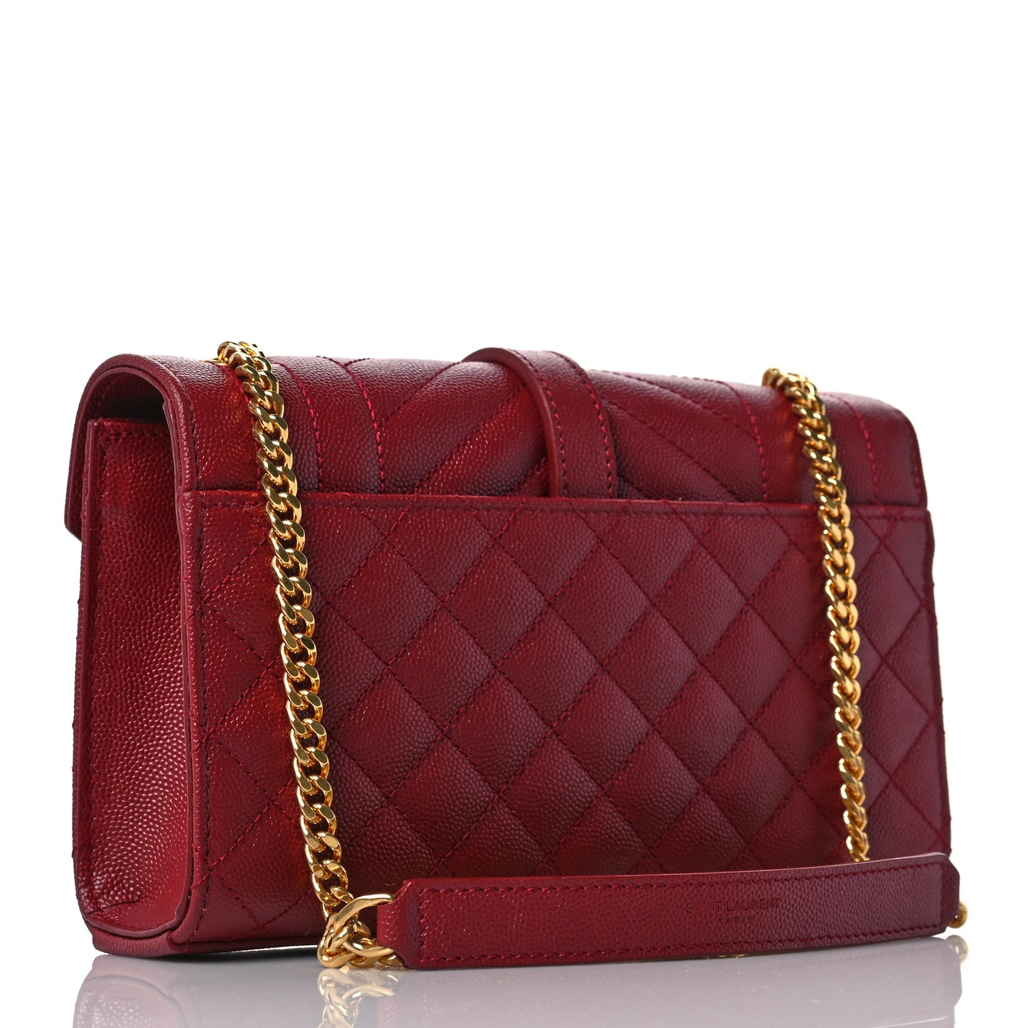 Grain De Poudre Textured Mixed Matelasse Triquilt Small Monogram Satchel Red