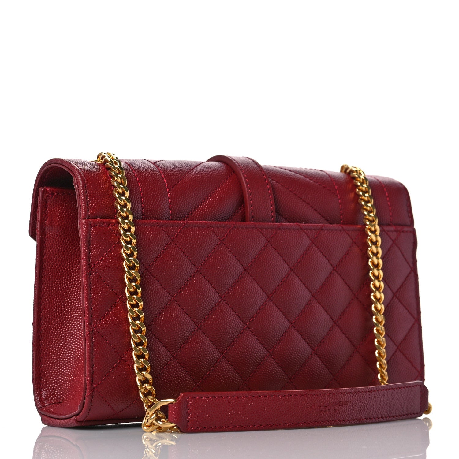 Saint Laurent Grain De Poudre Textured Mixed Matelasse Triquilt Small Monogram Satchel Red 3 of 8