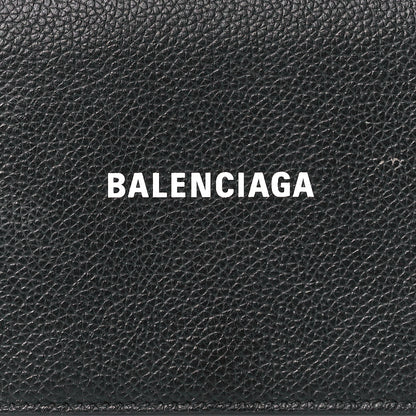 Balenciaga Grained Calfskin Logo Cash Thin Money Wallet Black White 7 of 12
