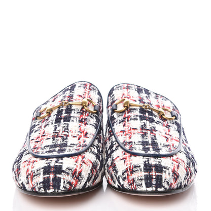 Gucci Tweed Check Womens Princetown Slippers 41 Gardenia Ink Blue Agata 2 of 9