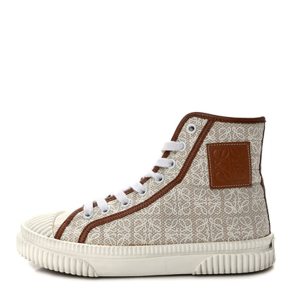 Loewe Jacquard Anagram Calfskin High Top Sneakers 35 Natural White 1 of 9