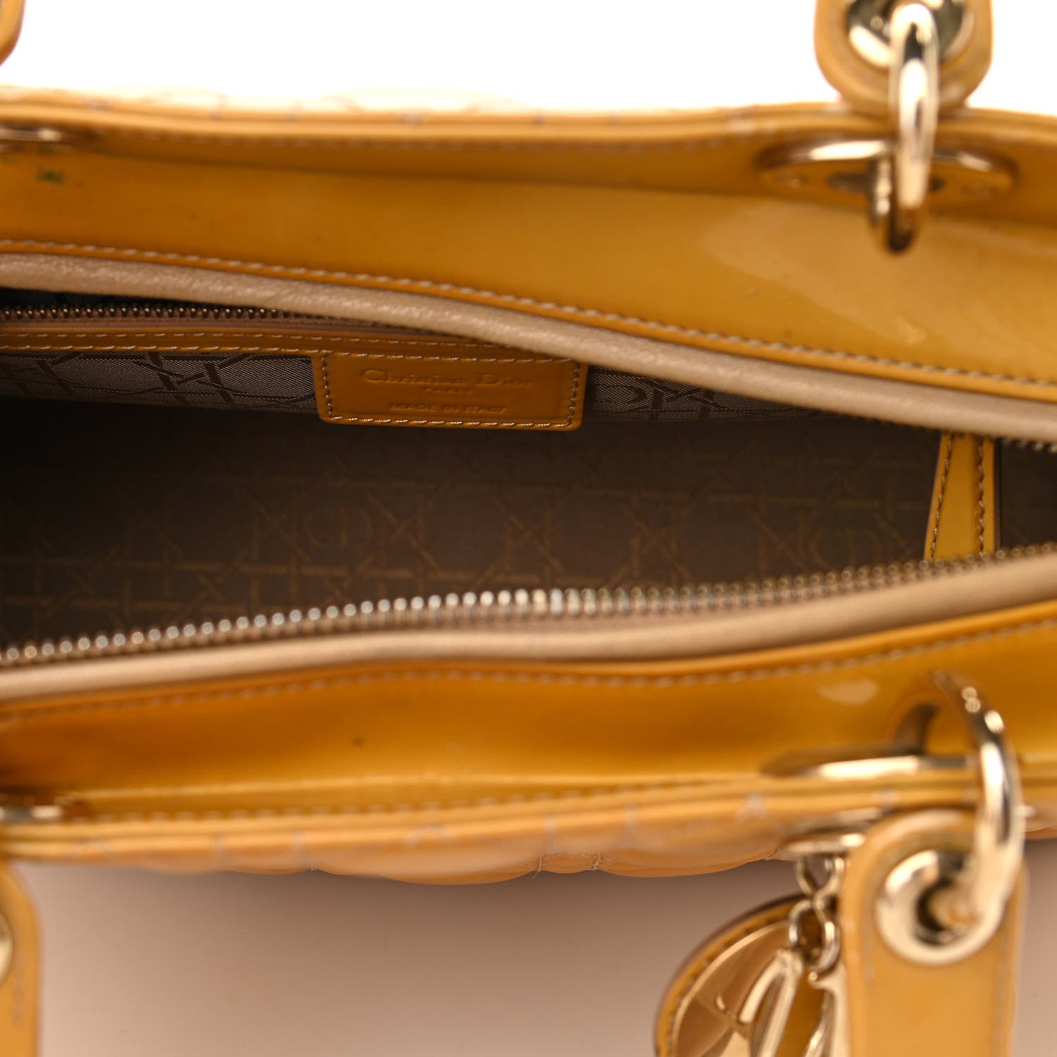 Christian Dior Patent Cannage Large Lady Dior Yellow 5 of 15
