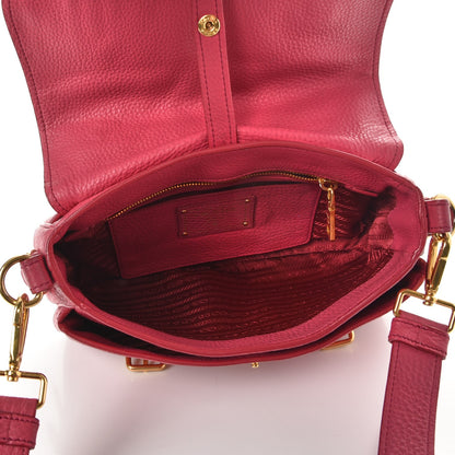 Prada Vitello Daino Push Lock Messenger Bag Peonia 5 of 8