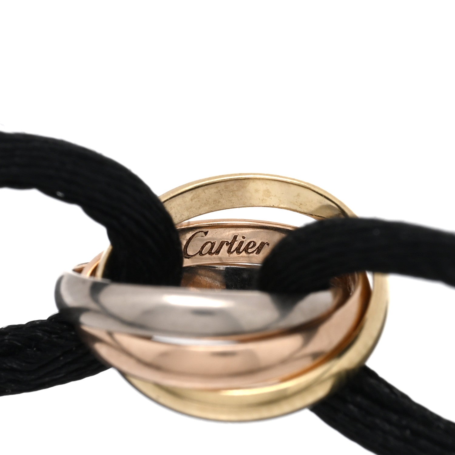 Cartier 18k Pink Yellow White Gold Trinity Adjustable Cord Bracelet Black 3 of 3