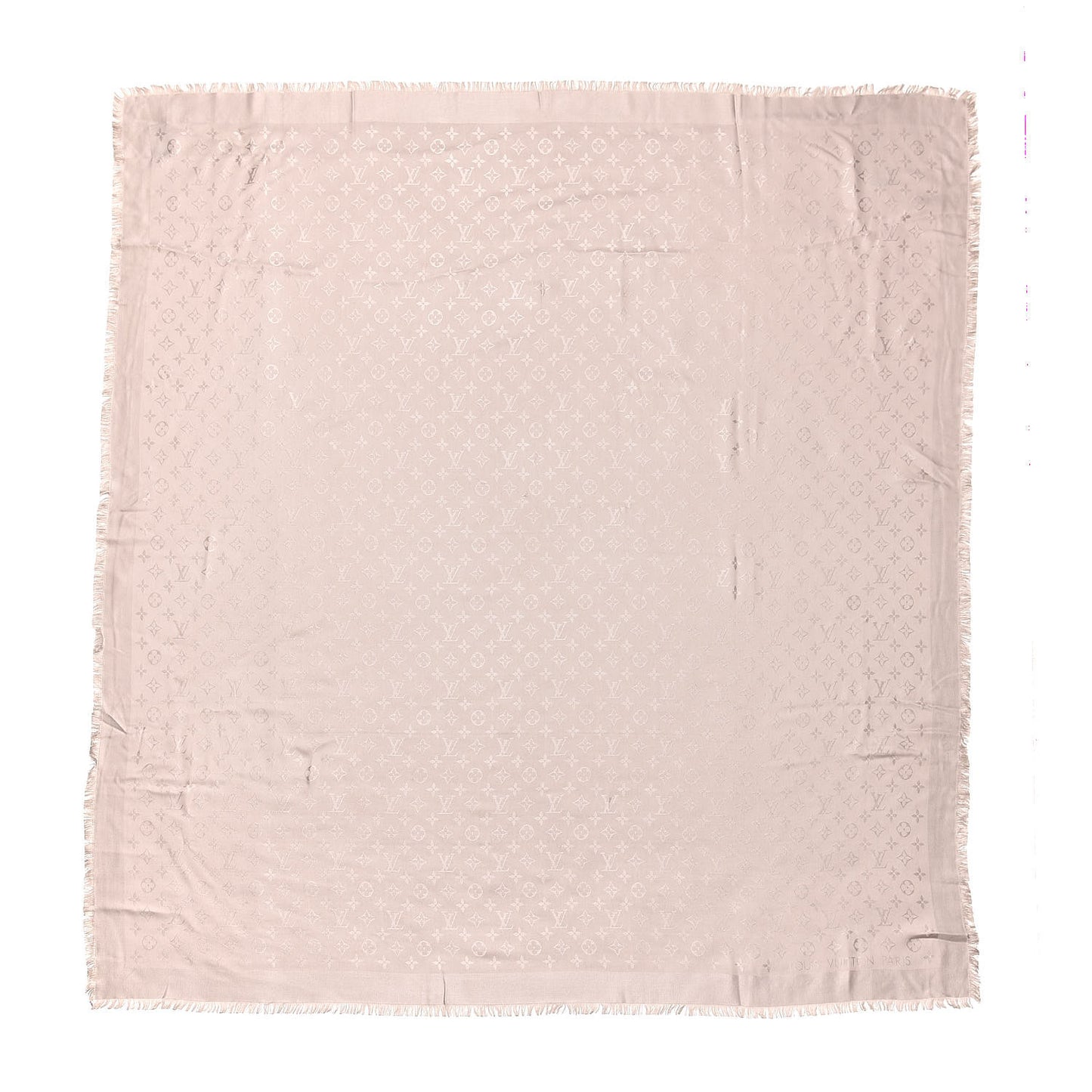 Wool Silk Monogram Shawl Beige