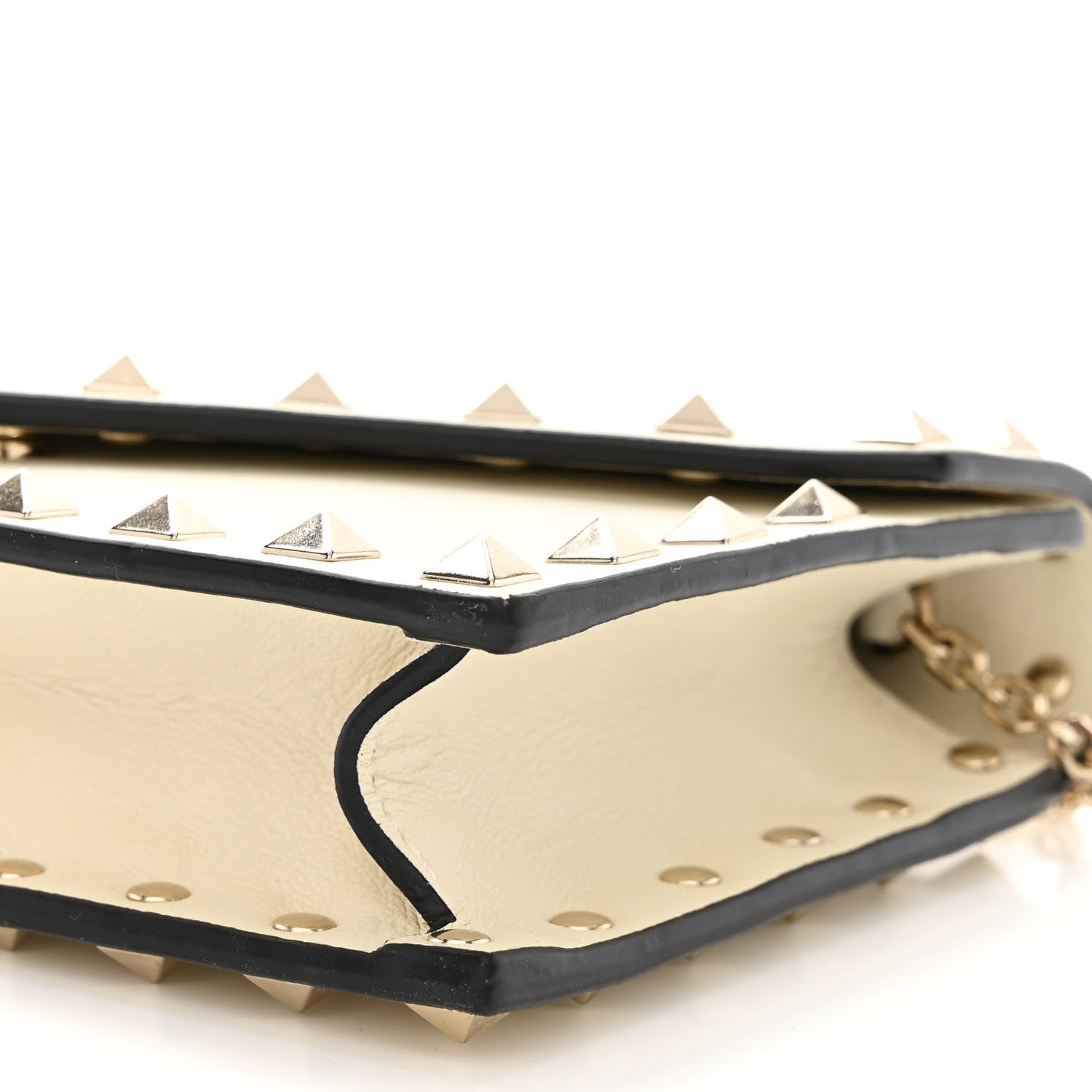 Valentino Garavani Vitello Rockstud Envelope Wallet on Chain Ivory 11 of 11