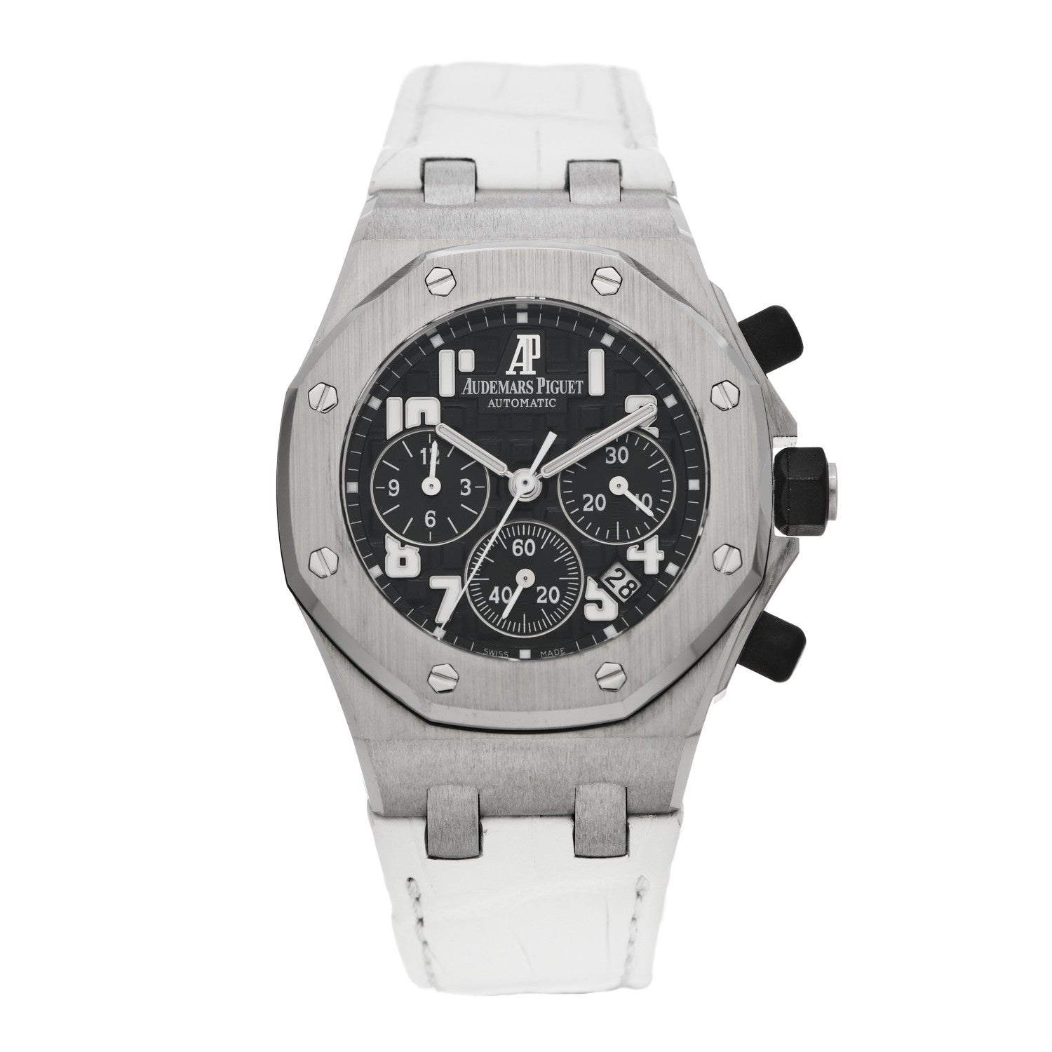 Audemars Piguet Stainless Steel Alligator 37mm Royal Oak Offshore Chronograph Automatic Watch Black 26283ST.OO.D002CA.01 1 of 5