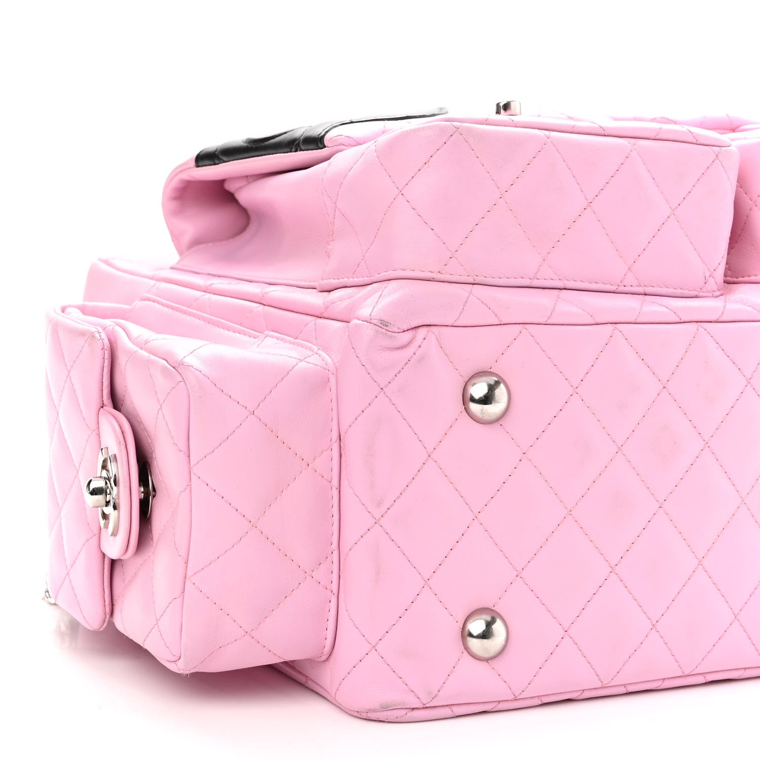 Chanel Calfskin Quilted Large Cambon Multipocket Reporter Pink Black 9 of 10