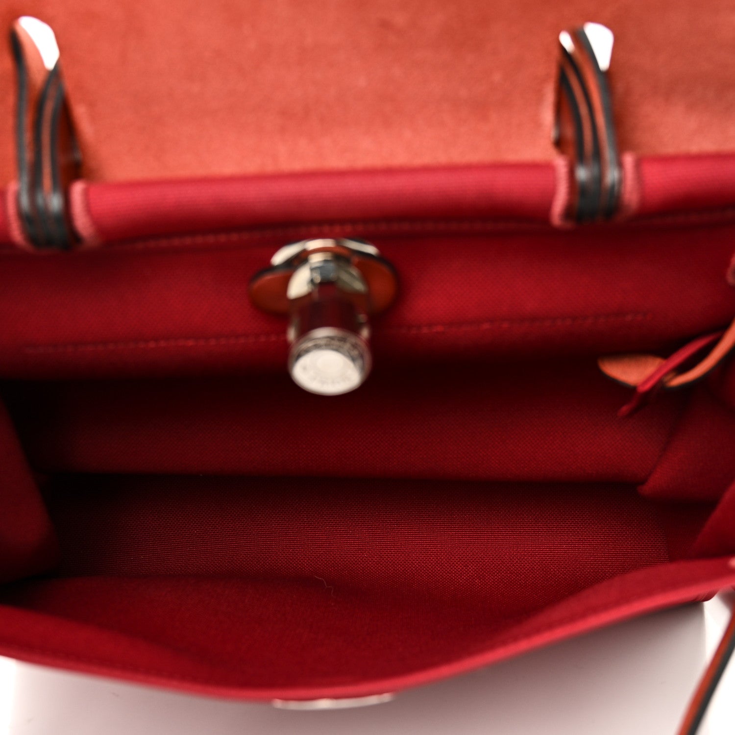 Hermes Vache Hunter Toile Herbag Zip 31 PM Rouge Grenat Rouge H 6 of 11