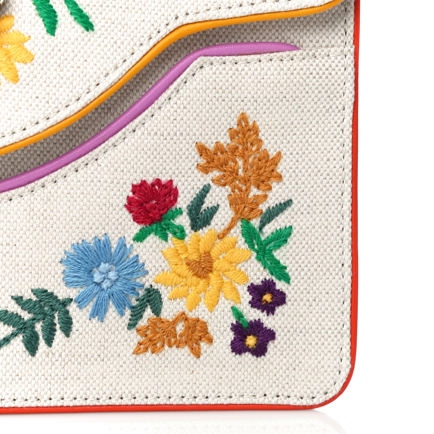 Gucci Linen Canvas Embroidered Small Shoulder Bag White 11 of 12