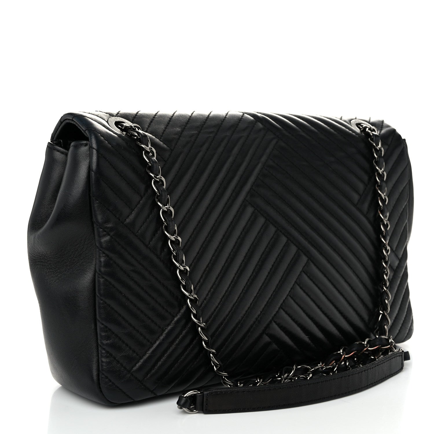 Chanel Lambskin Quilted Large CC Crossing Flap Black 3 of 12