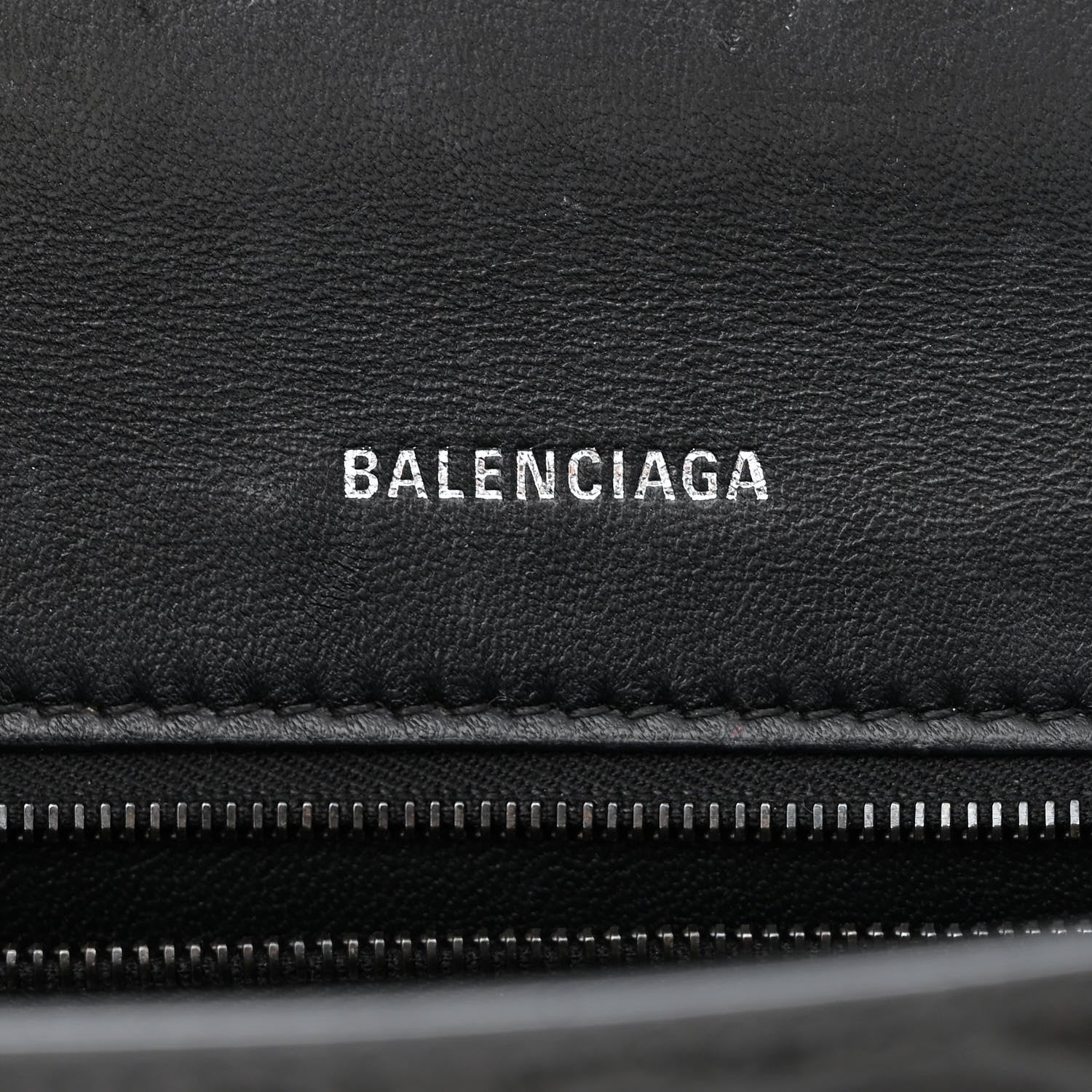 Balenciaga Shiny Calfskin Monochrome Crocodile Embossed Small Hourglass Top Handle Bag Black 6 of 15