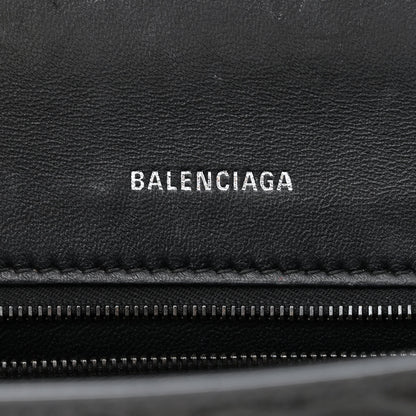 Balenciaga Shiny Calfskin Monochrome Crocodile Embossed Small Hourglass Top Handle Bag Black 6 of 15
