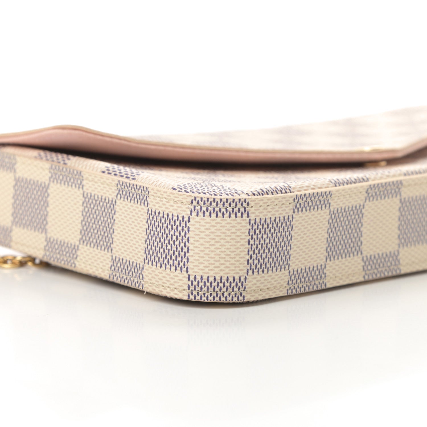 Louis Vuitton Damier Azur Pochette Felicie Chain Wallet Rose Ballerine 11 of 15