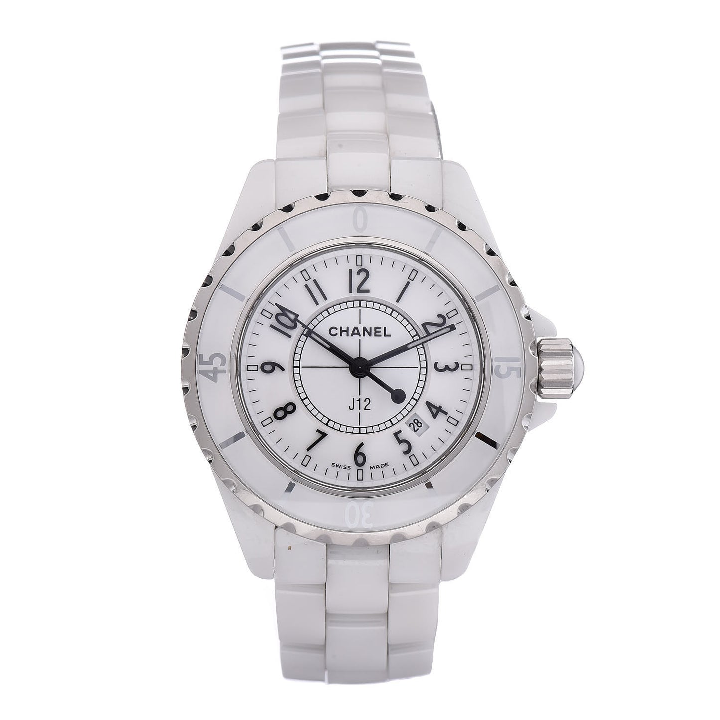 Stainless Steel Ceramic 33mm J12 Quartz Watch White