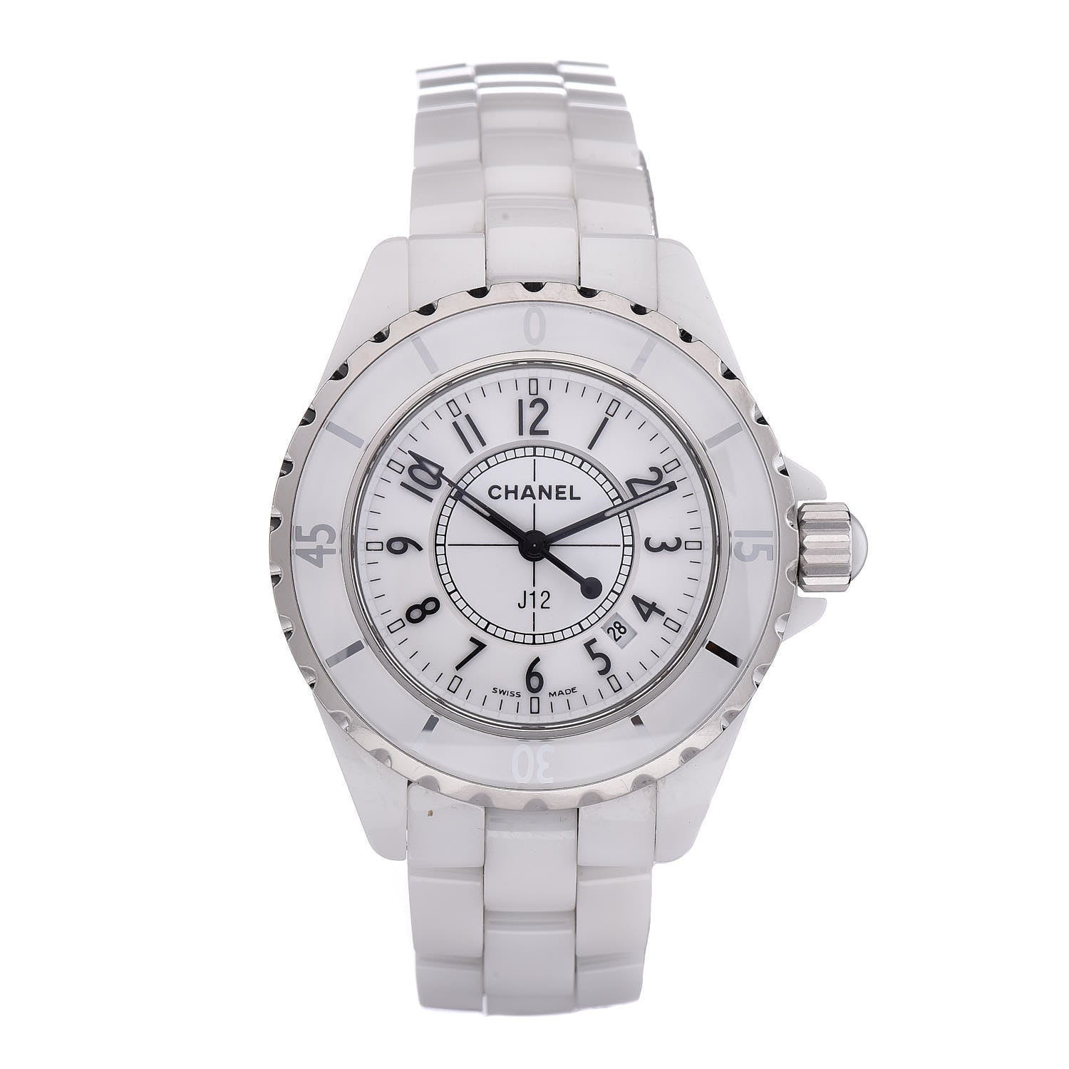 Chanel Stainless Steel Ceramic 33mm J12 Quartz Watch White 1 of 9
