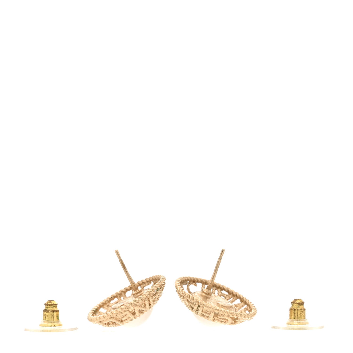 Chanel Pearl CC Round Rope Logo Earrings Gold 3 of 5