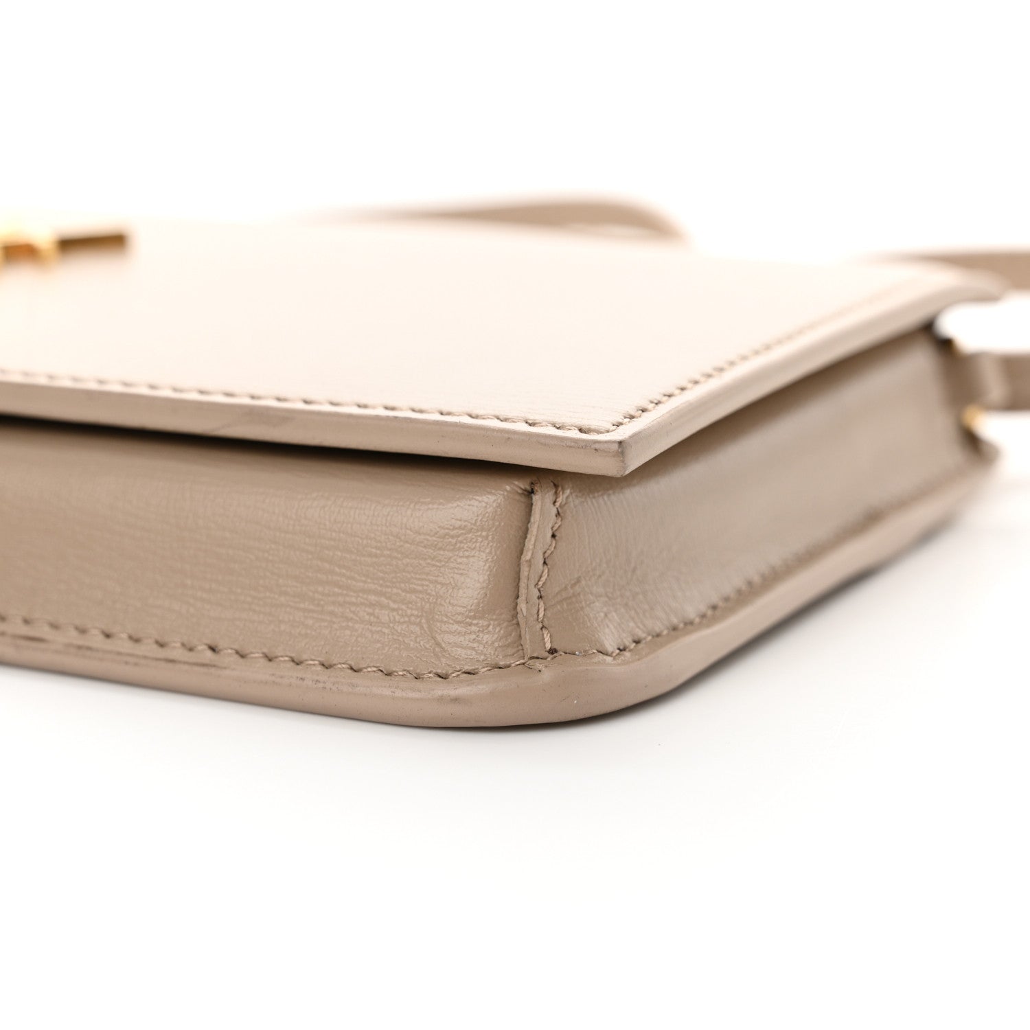Saint Laurent Smooth Calfskin Monogram Phone Holder Crossbody Dark Beige 10 of 13