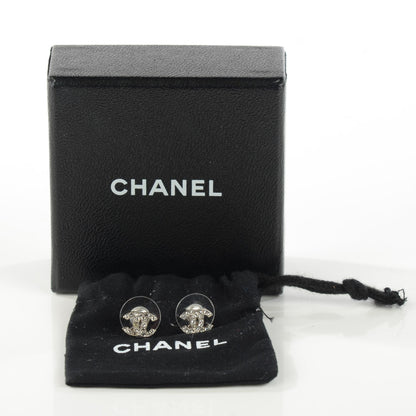 Chanel Crystal Timeless CC Earrings Silver 3 of 5