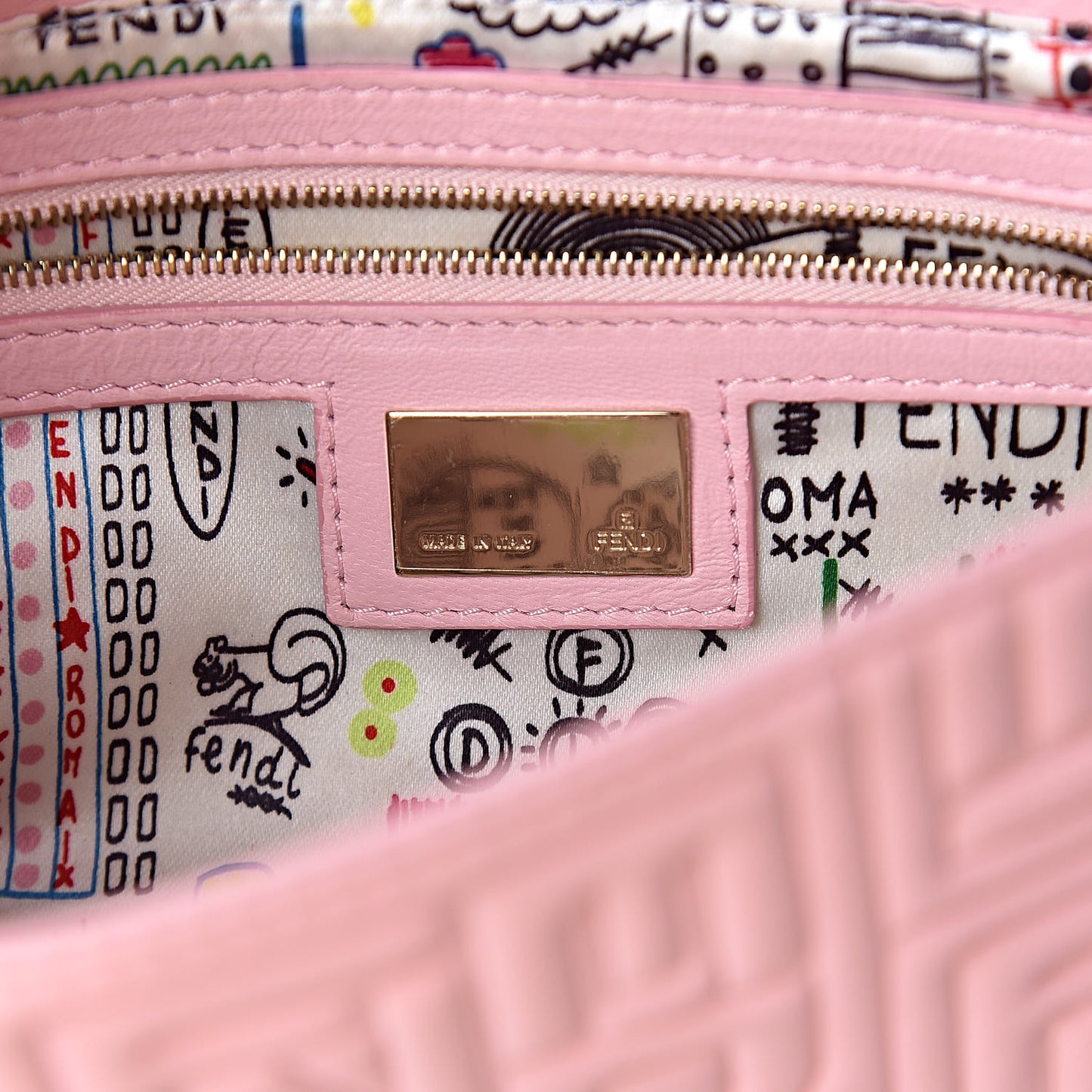 Nappa Logo Embossed Baguette Pink
