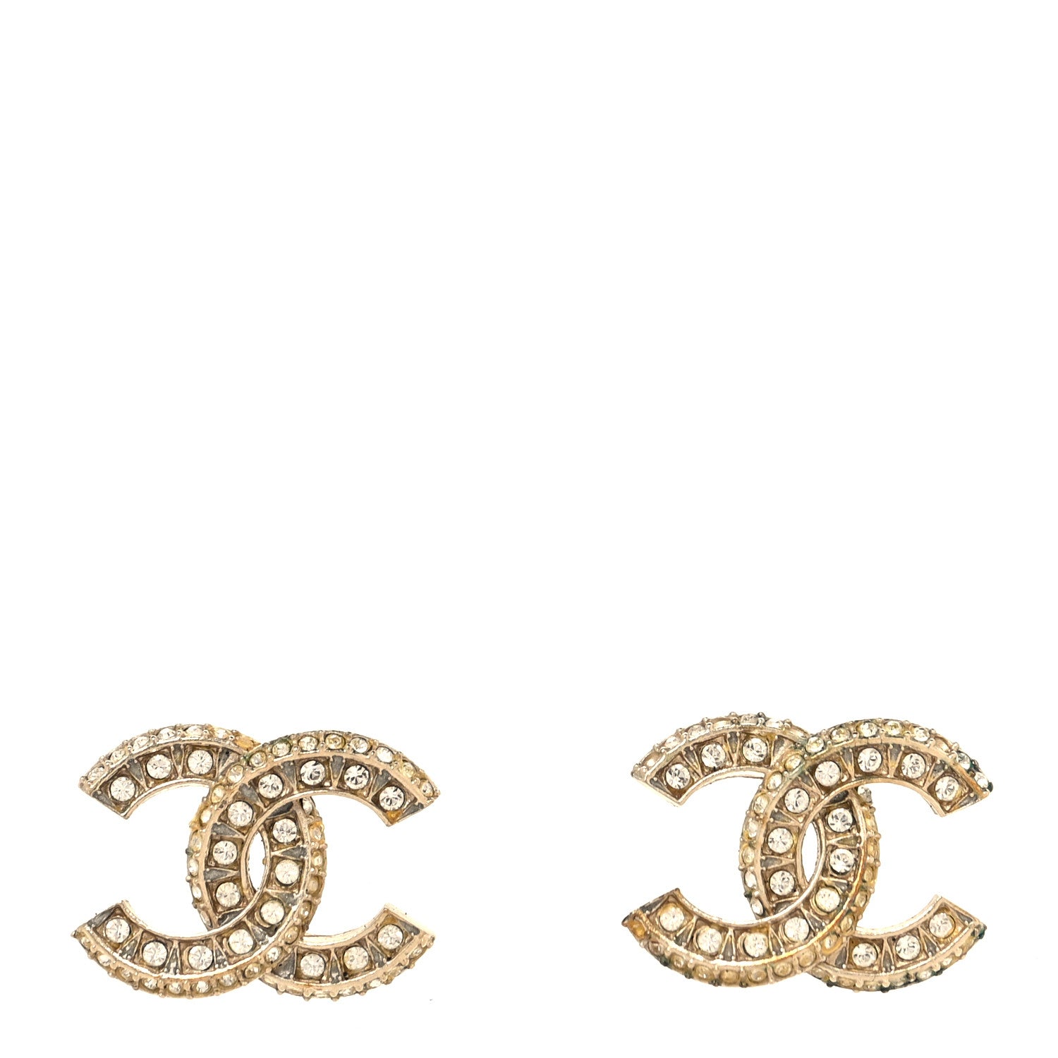 Chanel Crystal CC Earrings Light Gold 2 of 10