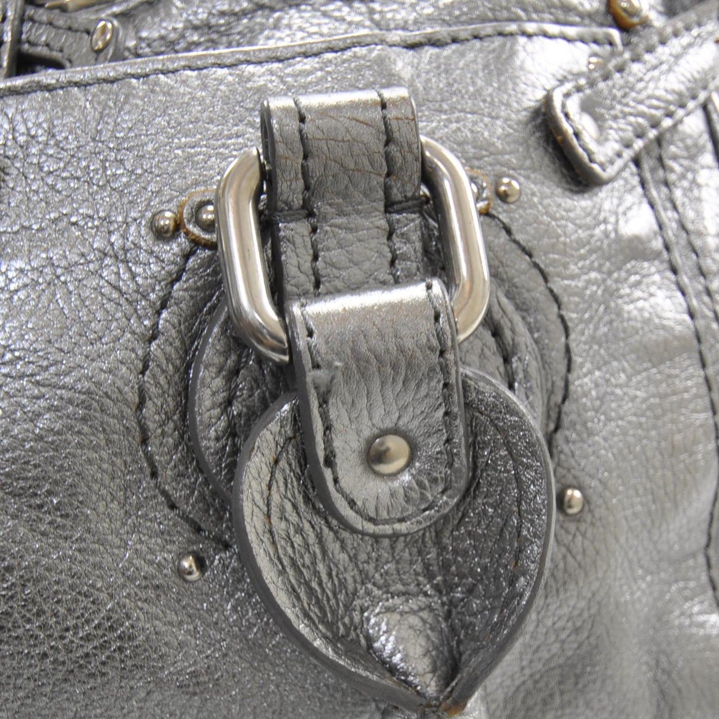 Leather Paddington Metallic Silver