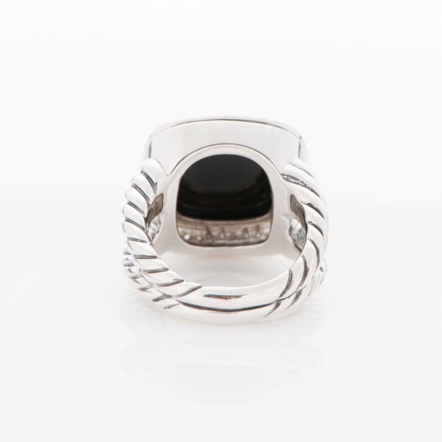 David Yurman Sterling Silver Diamond Black Onyx 14mm Albion Ring 54 7 4 of 5