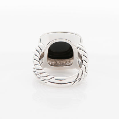 David Yurman Sterling Silver Diamond Black Onyx 14mm Albion Ring 54 7 4 of 5