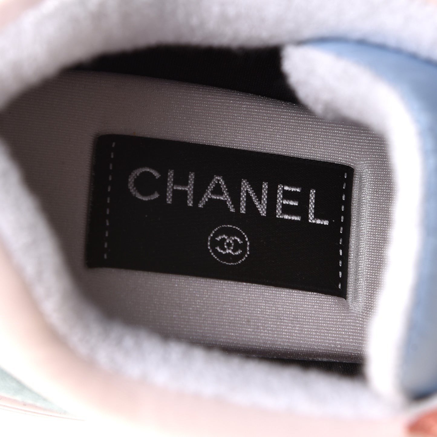 Nylon Lambskin Suede Calfskin CC Sneakers 41 Coral Light Blue White
